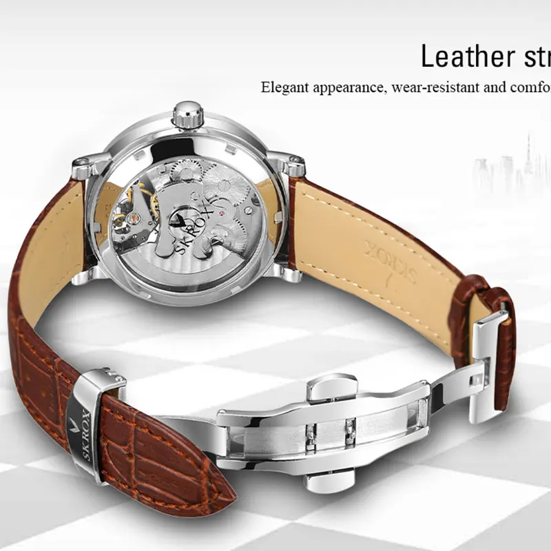 SKROX Gstuff-Montre-bracelet mécanique étanche pour homme, phase de lune, mouvement automatique, horloge, original, haut de gamme, luxe, homme, aaa