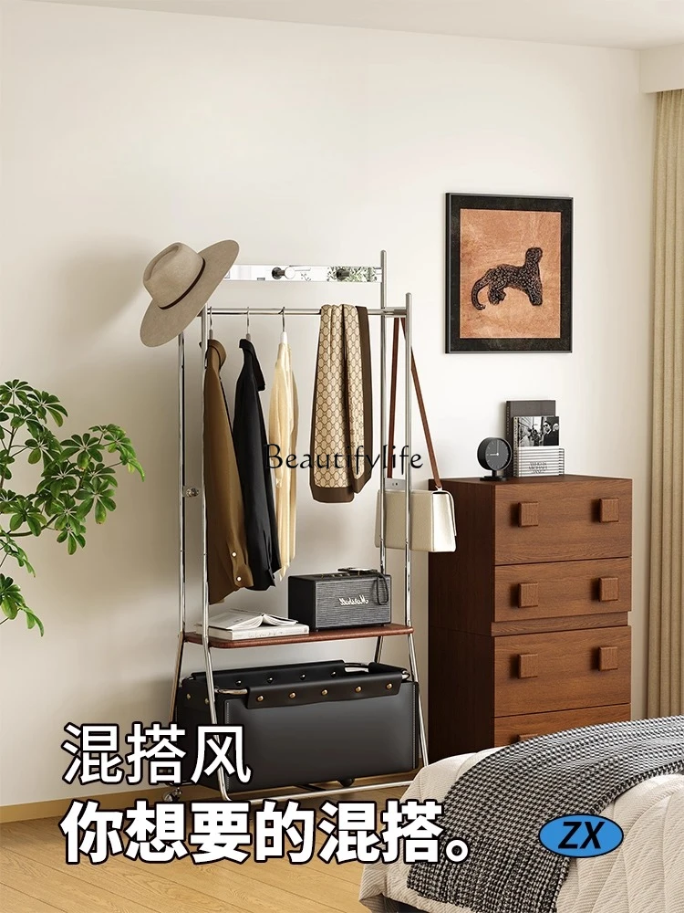 Bedroom floor removable indoor coat rack solid wood storage
