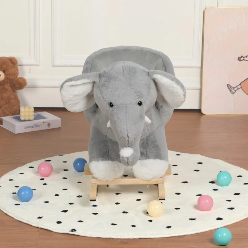 Children's Riding Swinging Elephant Toy Grey Plush Elephant Joystick Children's Riding Toy Nursery and Playroom Gift