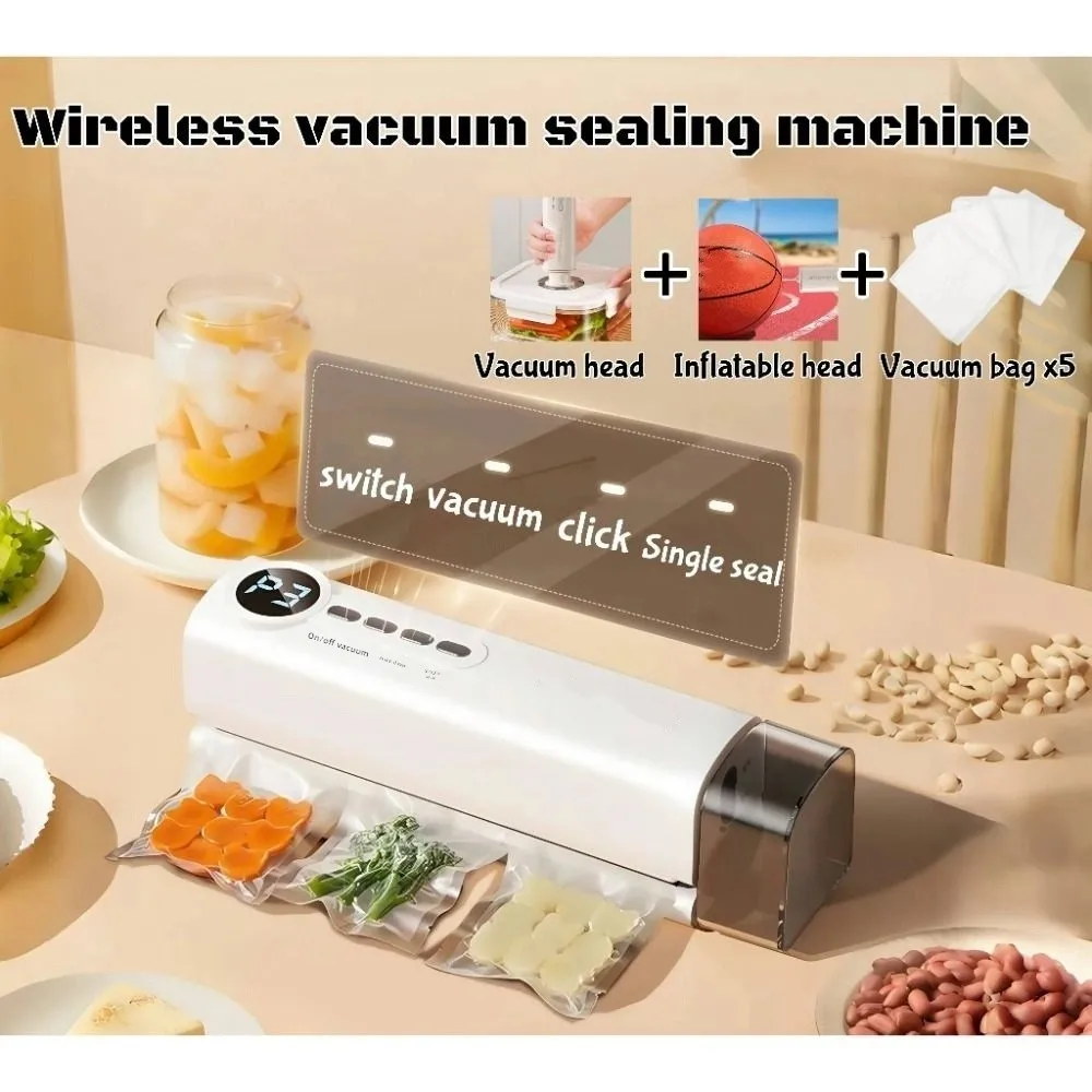Handheld Automatic Vacuum Sealer Compact Plastic Food Sealer with Strong Suction USB Charging Food Bag Sealer Picnic