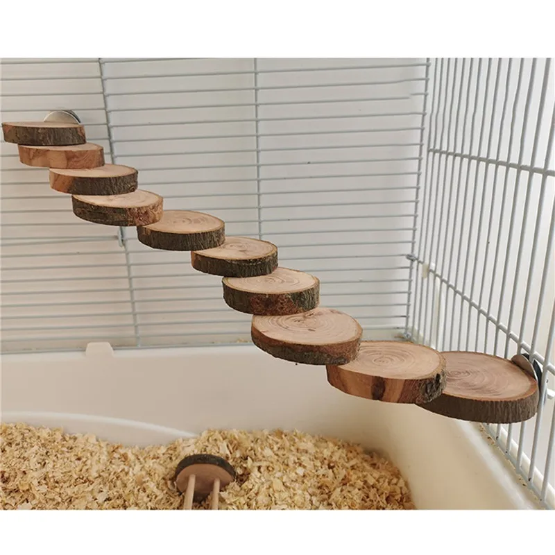 Hamster Wooden Ladder Toy For Cage 6/10 Steps Wood Climbing Blocks Chew Toy For Pig Rat Hedgehog Small Pet Cage Accessories