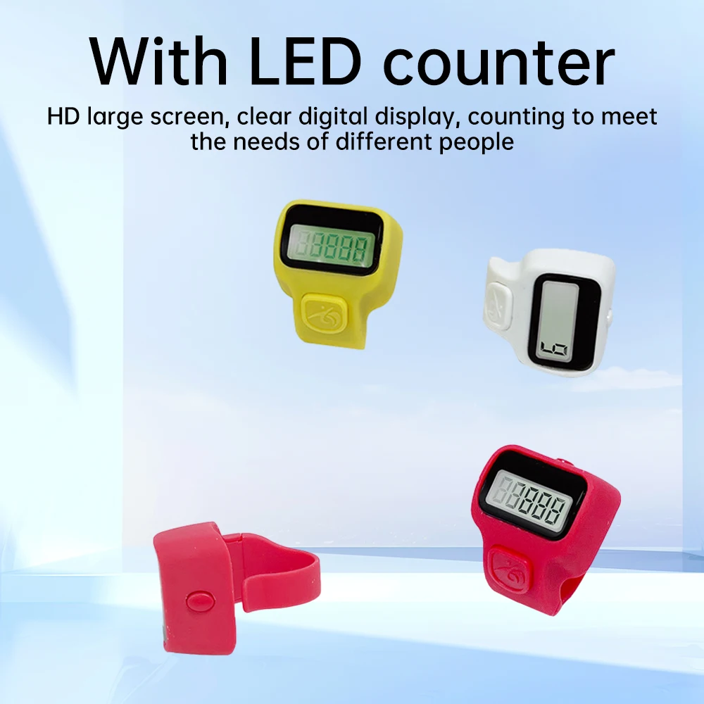 1Pcs HD LED Counter Mini Ring Measuring Tool Mute Button Sport Fitness Counter Comfort Ring Counting range 0-99999 with 4 Colors