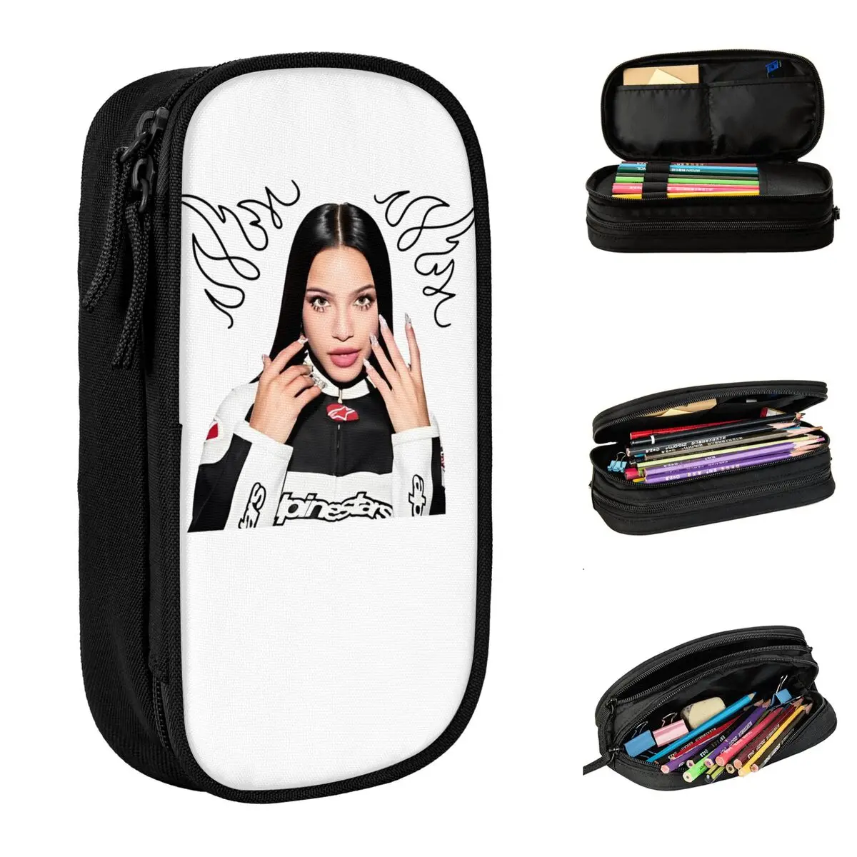 Emilia Mernes Pencil Cases Cute Mp3 Pen Box Bags Kids Large Storage School Supplies Zipper Pencilcases