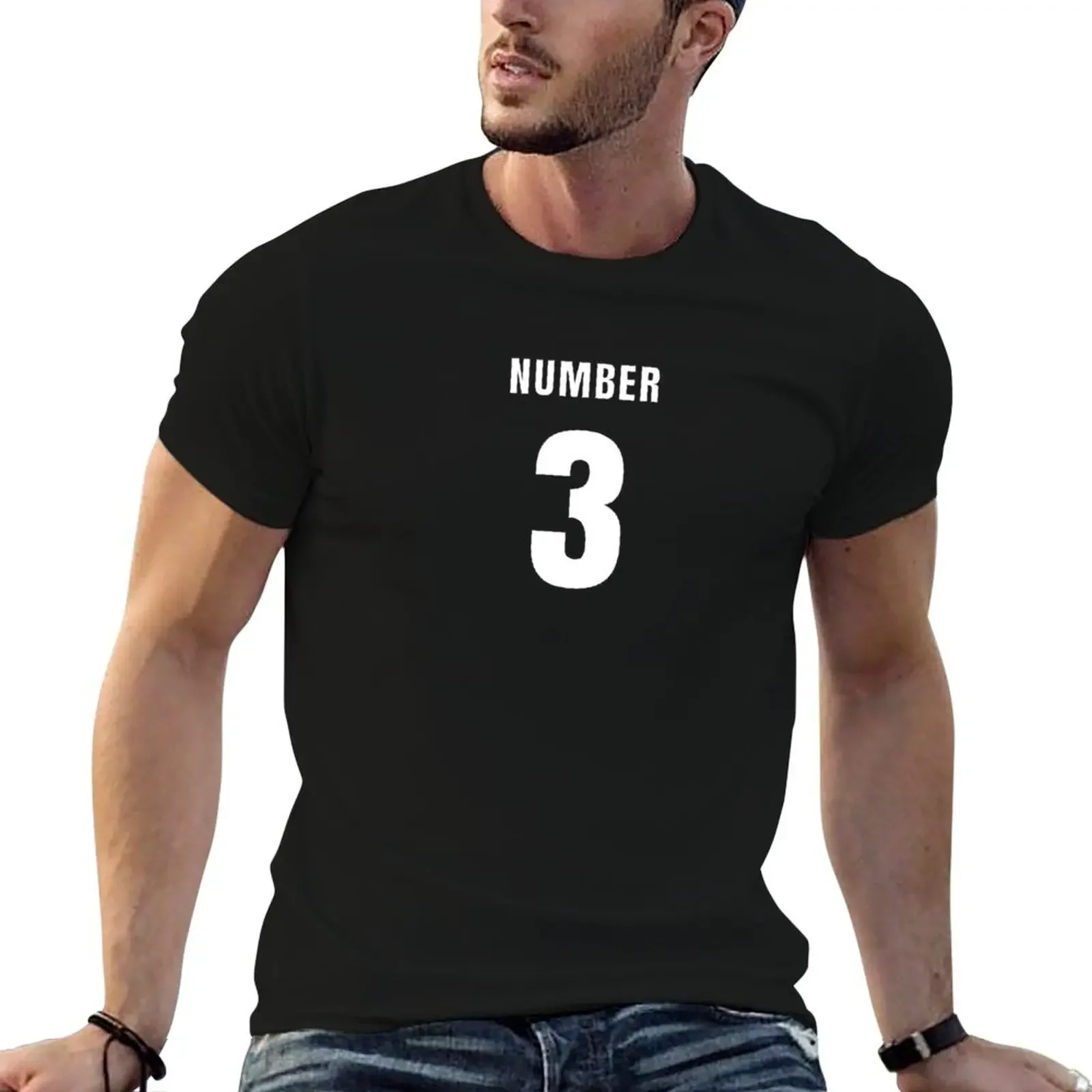 

NUMBER 3 BACK-PRINT T-Shirt man t shirt vintage sweat street wear Men's t-shirts