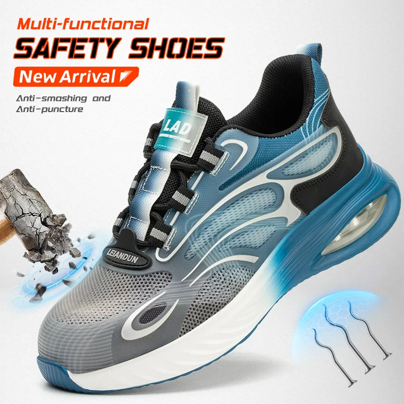 LEIANDUN Light And Soft Cushioned Men's Safety Shoes, Anti Smash And Anti Puncture Comfortable And Breathable Work Shoes