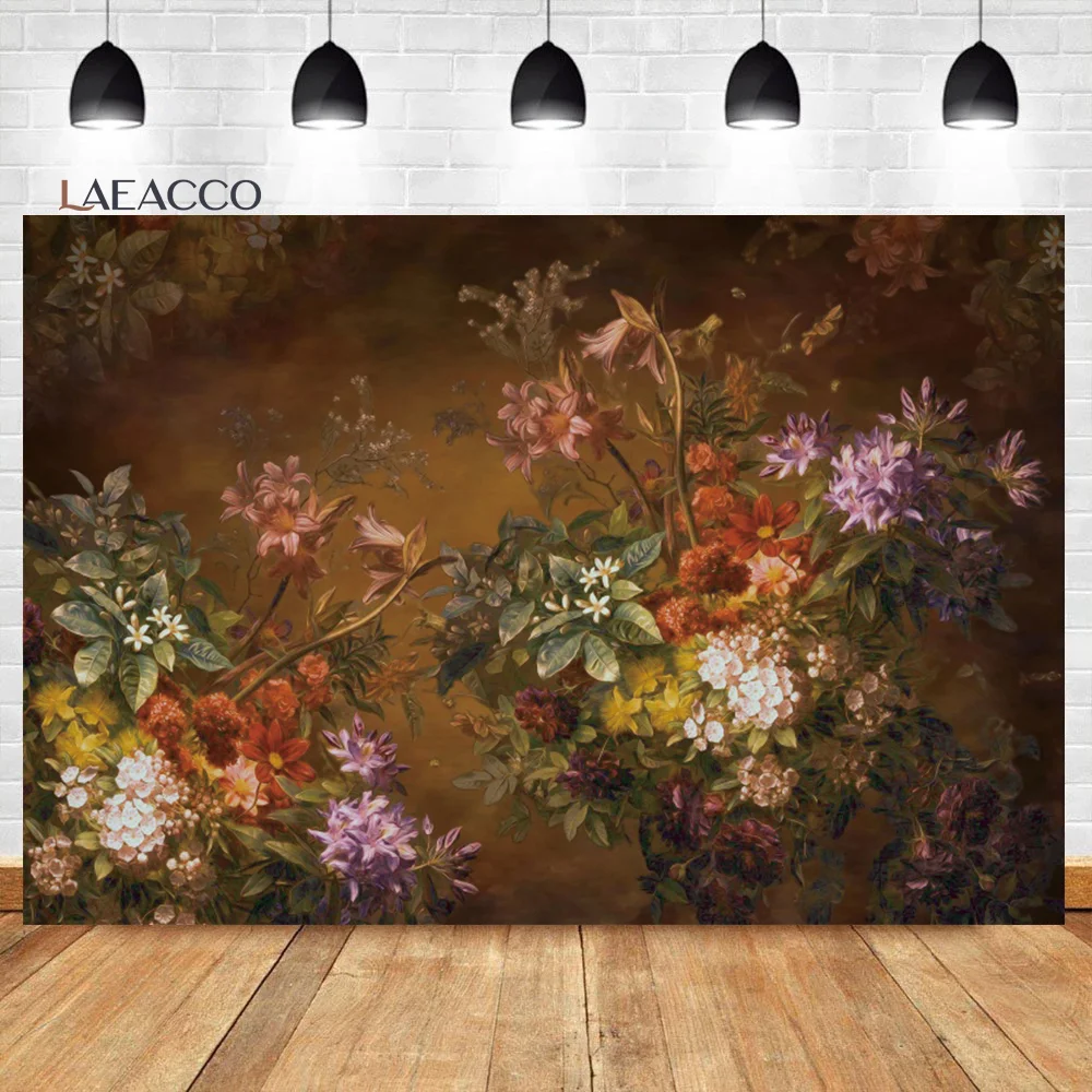 Laeacco Abstract Gradient Flowers Wall Backdrop Blossom Oil Painting Floral Newborn Adults Art Portrait Photography Background