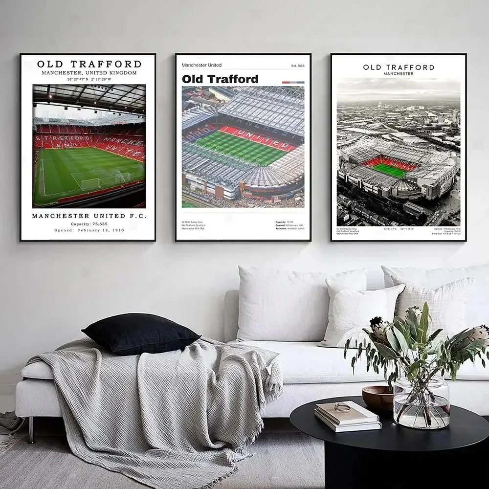 Pintura em Tela de Estádio de Futebol, Arte de Parede do Estádio Old Trafford, Pôster do Manchester United, Decoração de Quarto