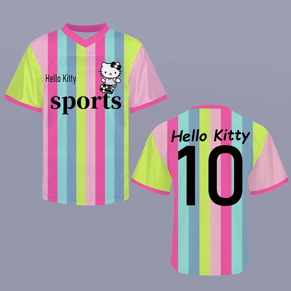 

Pink Sports T-shirt For Women Summer Hello Kitty print Jersey Loose And Breathable Streetwear Couple's Casual Tee Short Sleeve