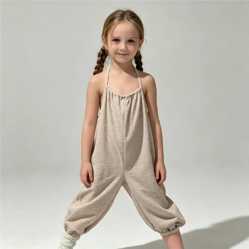

Fashion Baby Girl Cotton Striped Strap Jumpsuit Infant Toddler Child Pant Outfit Summer Overalls Casual Baby Clothes 1-12Y