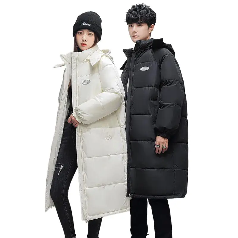 Plus size Winte Warm Couple down jackets Snow wear thick long parka cotton coat women men's down jackets black white khaki blue