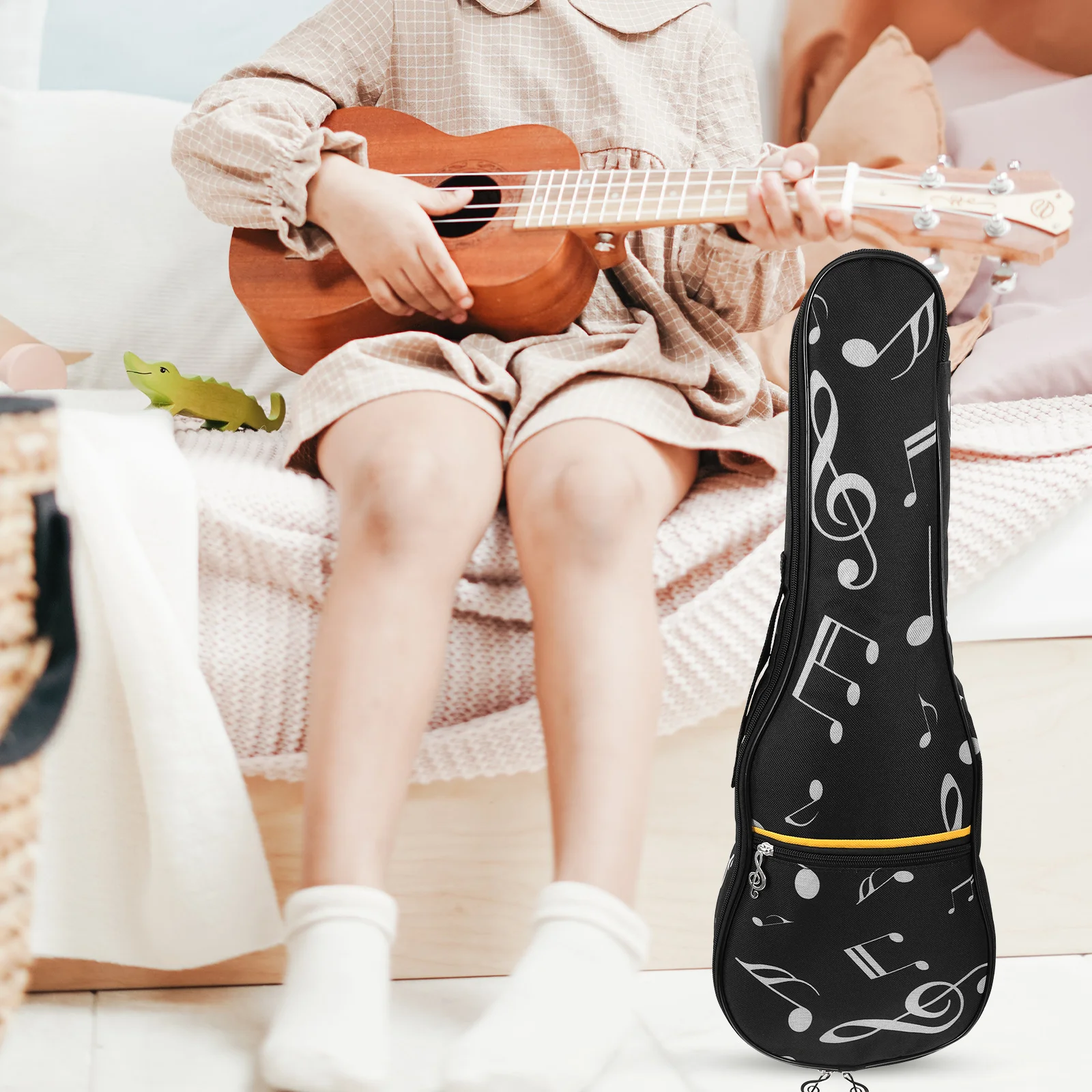 

Ukulele Bag 4 String Instrument Case Storage Pouch Organizer Backpack Lightweight Durable Metal Zipper