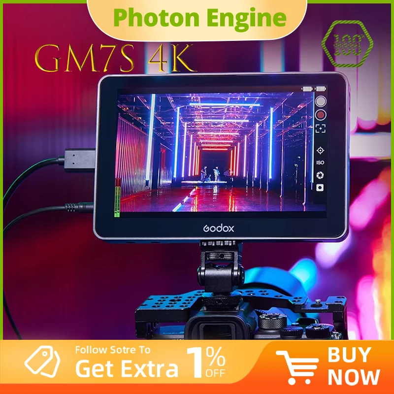 

Godox GM7S 4K 7 inch Ultra High Definition Camera DSLR Display 3D LUT Touch Screen Video Live Display