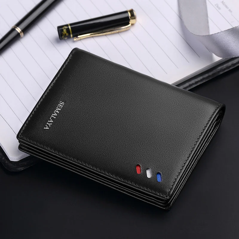 Men Wallets Leather Purse credit card Luxury Card package 2024 SEMALAYA Genuine Leather Men's Wallet New Design Men Short
