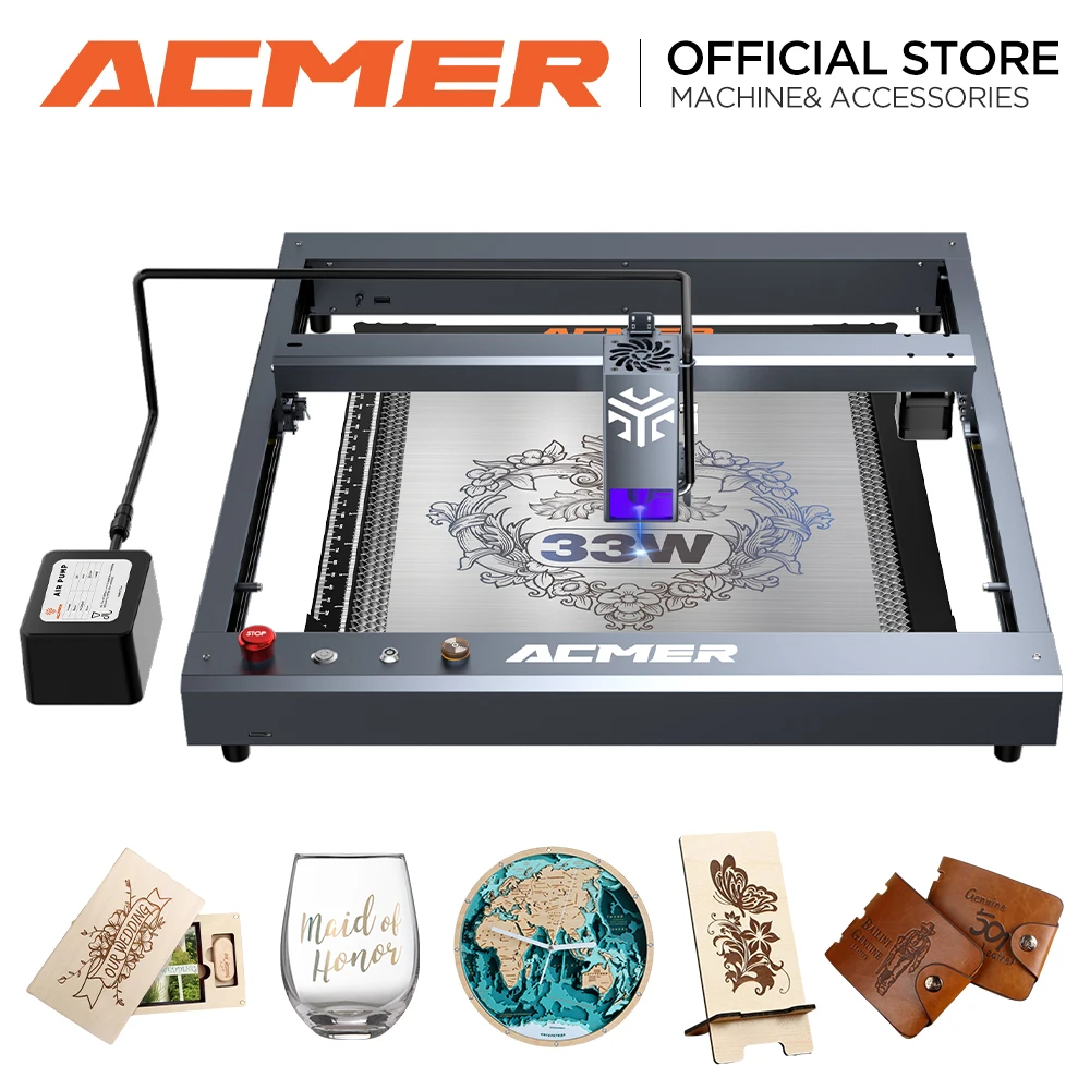 ACMER P2 33W lasers Engraver Wifi APP OfflineControl 180W CNC Blue  High Speed Cutting Machine With Automatic Air Assist