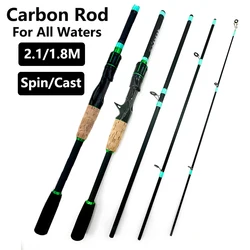 Casting Spinning Lure Fishing Rod Solid ML Tip 1.8/2.1m Bait Weight 3.5-14g Ultralight Trout Jigging Pole 4/5 Sections Pesca