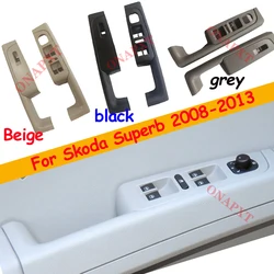 2PCS Beige Gray Black For Skoda Superb 2008-2013 Armrest Frame Switch Control Panel Trim