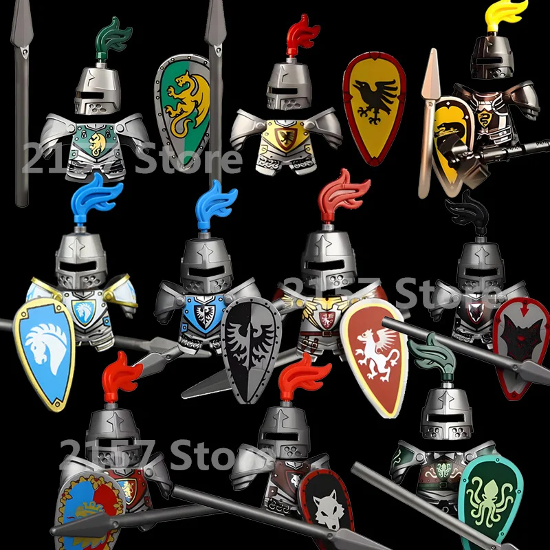 Middeleeuws Kasteel Draak Ridder Bouwsteen Film Figuur Accessoires Armor Vest Helm Schild Leger Pegasus Baksteen Speelgoed Geschenken S012