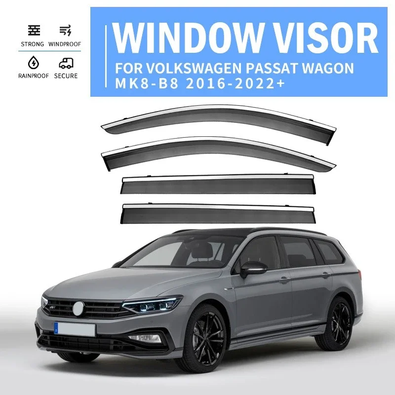 

Chrome Strips Rain Guards for Volkswagen Passat Variant B8 2016-2022 Wagon Window Visor Wind Deflectors Door Visor Vent Shades