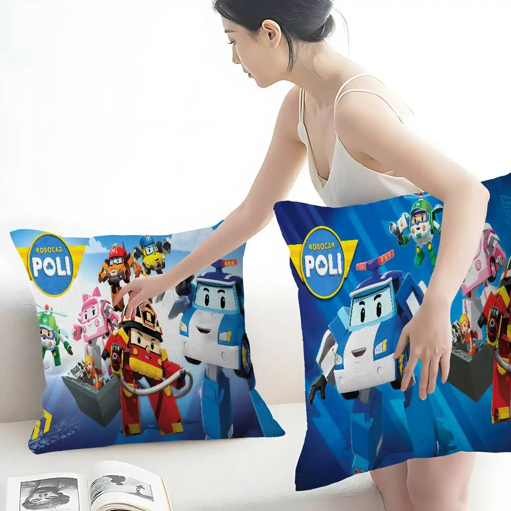 Funda de cojín con diseño de arce de Robocar Polis, decoración de cosecha de otoño, funda de almohada decorativa para días festivos