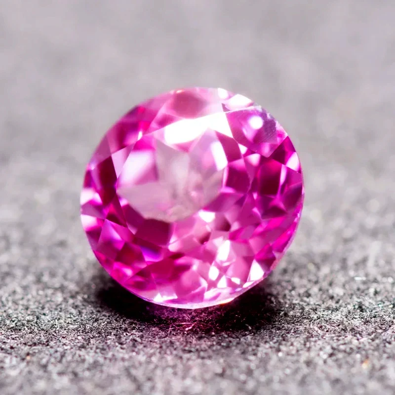 Lab Grown Sapphire Pink Color Round Shape DIY Ring Necklace Earrings Main Materials Extremely Shiny Quality  AGL Certificate