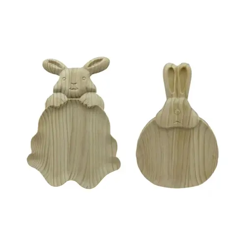 Good-Bunny Serving Tray Bunny Shaped Snack Platters Easter Wooden Serving Plates Rustic Decorative Charcuterie Board Parties
