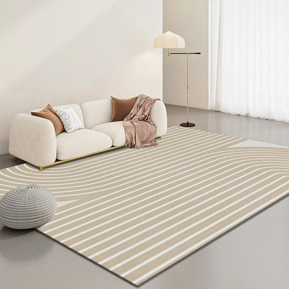 VIKAMA Crystal Pile Carpet Striped Modern Minimalist Living Room Bedroom Hotel Washable Non-Slip Mats Stain-resistant Large Rugs