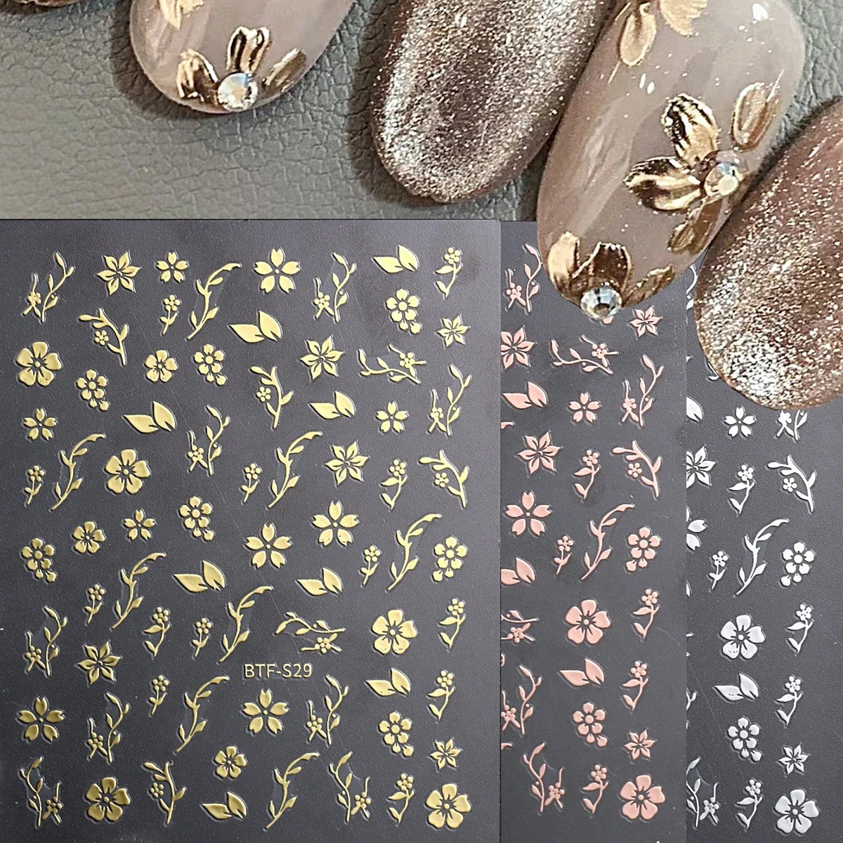 3/4 قطع من ملصقات الأظافر على شكل فراشة زهرة الربيع، سهلة الاستخدام لتزيين الأظافر بنفسك والهدايا وتصفيف مكياج الحفلات والزفاف #1