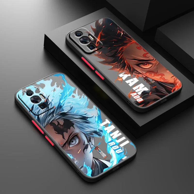 Kamado tanjiro Demon Slayer Phone Case For Xiaomi Poco F2 F3 F4 F5 C3 C31 C40 M2 M3 M4 M5S X3 X4 X5 X6 Pro GT Frosted Cover Soft