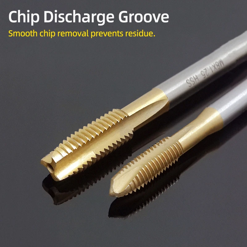  HSS 6542 Titanium Coating Screw Tap Drill Bit M2 M2.5 M3 M3.5 M4 M5 M6 M8 M10 M12 Metric Straight Flute Thread Tap Hand Tools