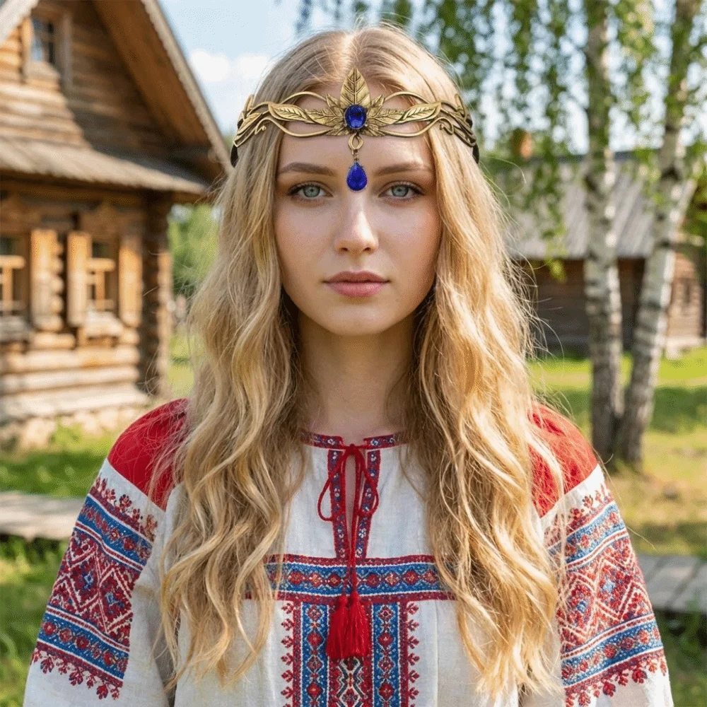 

Fashion Vintage King Round Elves Crown Baroque Forehead Princess Diadems Leaf Luxury Bridal Hair Accessories Photoshoot