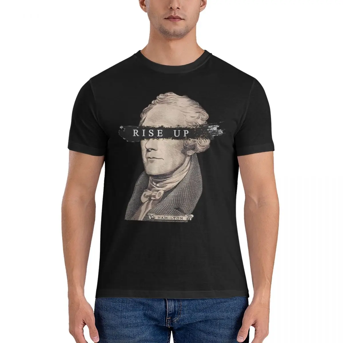 RISE UP T-Shirt Men Alexander Hamilton Funny Cotton Tees Round Collar Short Sleeve T Shirts Printed Clothes