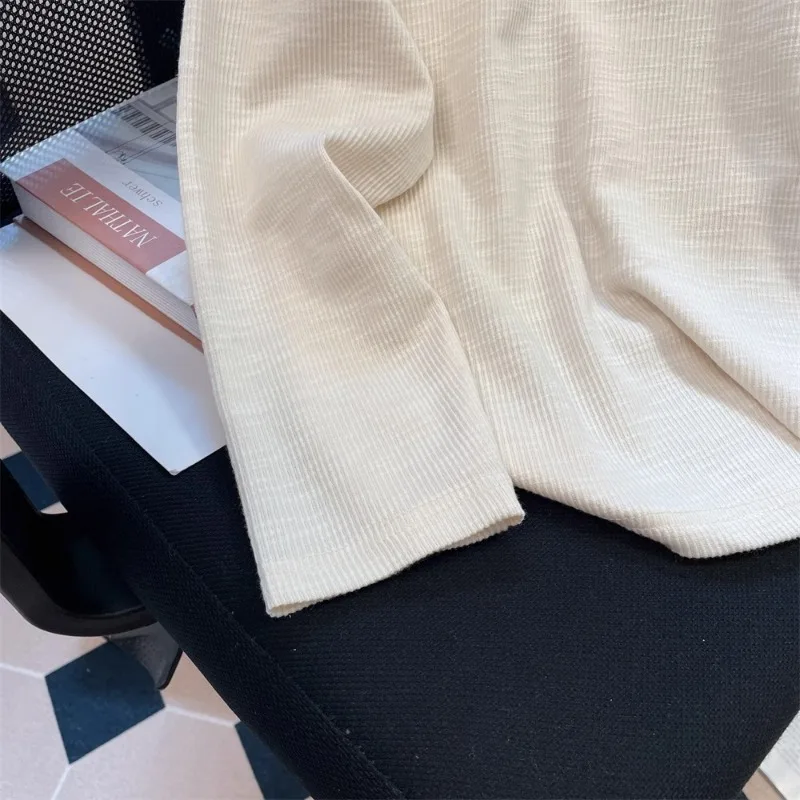 Футболки для женщин, весенне-осенние топы с длинными рукавами, простая вышивка, корейский стиль, шикарная мода, свободные повседневные футболки с круглым вырезом для колледжа