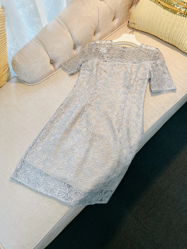 Spódnica Ele Lace Dr Slim Fit z wysokim stanem, o kroju litery A, zapinana na zamek, modna letnia spódnica dla wyrafinowanych kobiet...