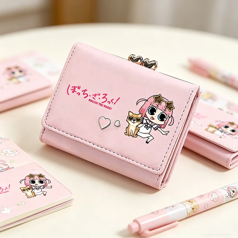 

BOCCHI THE ROCK Kawaii Короткие кошельки из искусственной кожи Кошелек для монет Мультяшные держатели для удостоверений личности Симпатичные розовые карманы для мелочи Маленький клатч для девочек