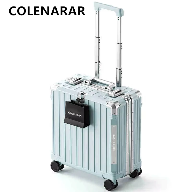 COLENARA 18 Inch Suitcase Small Boarding Box ABS + PC Trolley Case Aluminum Frame Password Box Women's Carry-on Travel Luggage