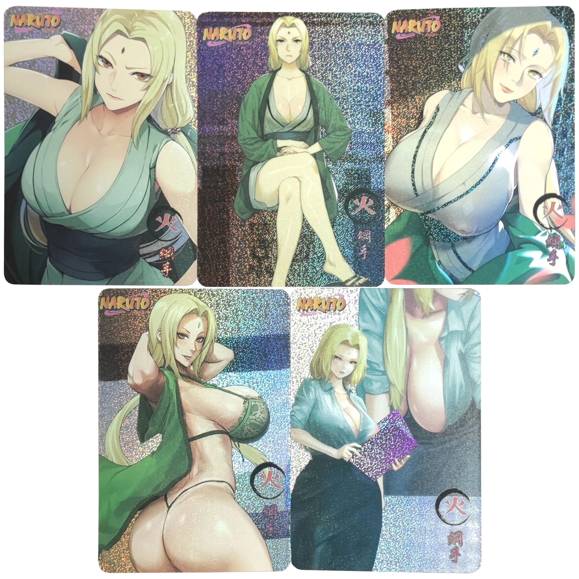 

5Pcs/set Naruto Tsunade Kawaii Refraction Flash Card Diy Self Made Classic Game Anime Collection Cards Gift Toys