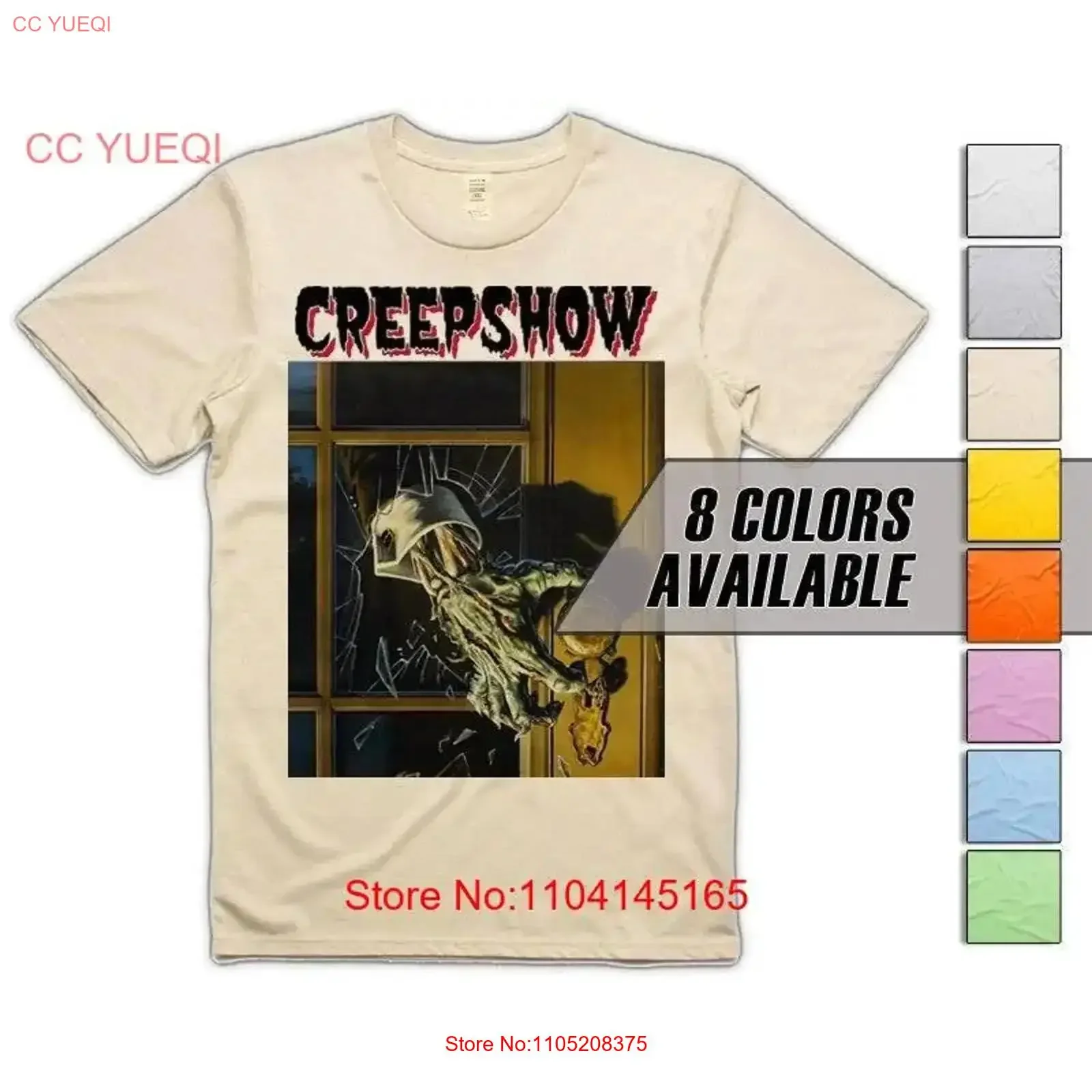 Creepshow V4 تي شيرت رجالي جميع المقاسات S 5XL 8 ألوان متوفرة عتيقة مغسولة ومريحة قليلاً مصمم ملابس أنيقة