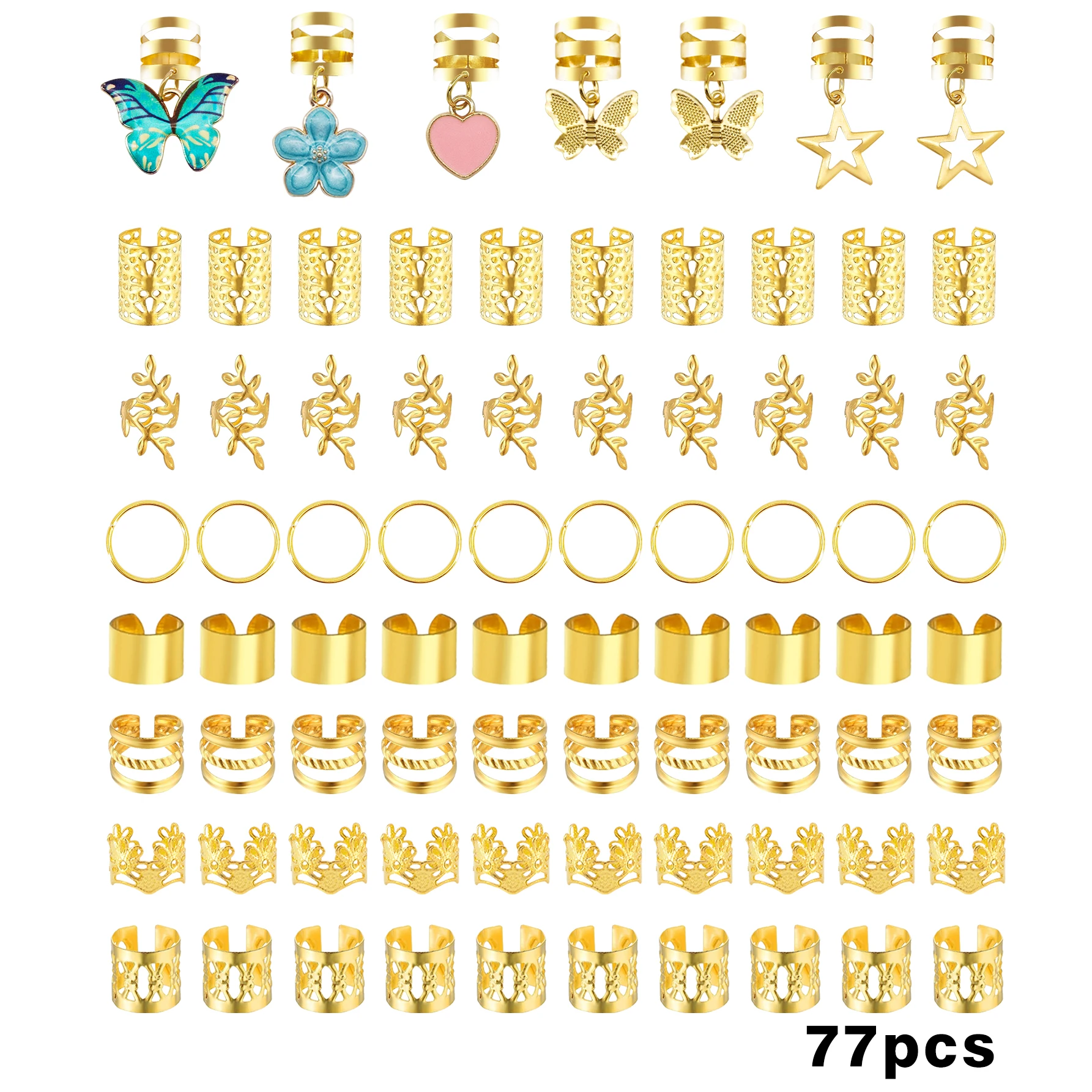 77pcs Blue Flower Braid Hair Clips Set