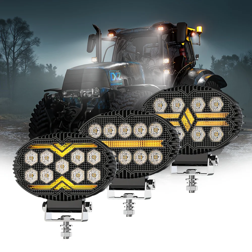 Feux de travail LED pour voiture - 5,5 pouces, éclairage auxiliaire elliptique tout-terrain, adapté aux véhicules d'ingénierie, camions, SUV et chariots élévateurs