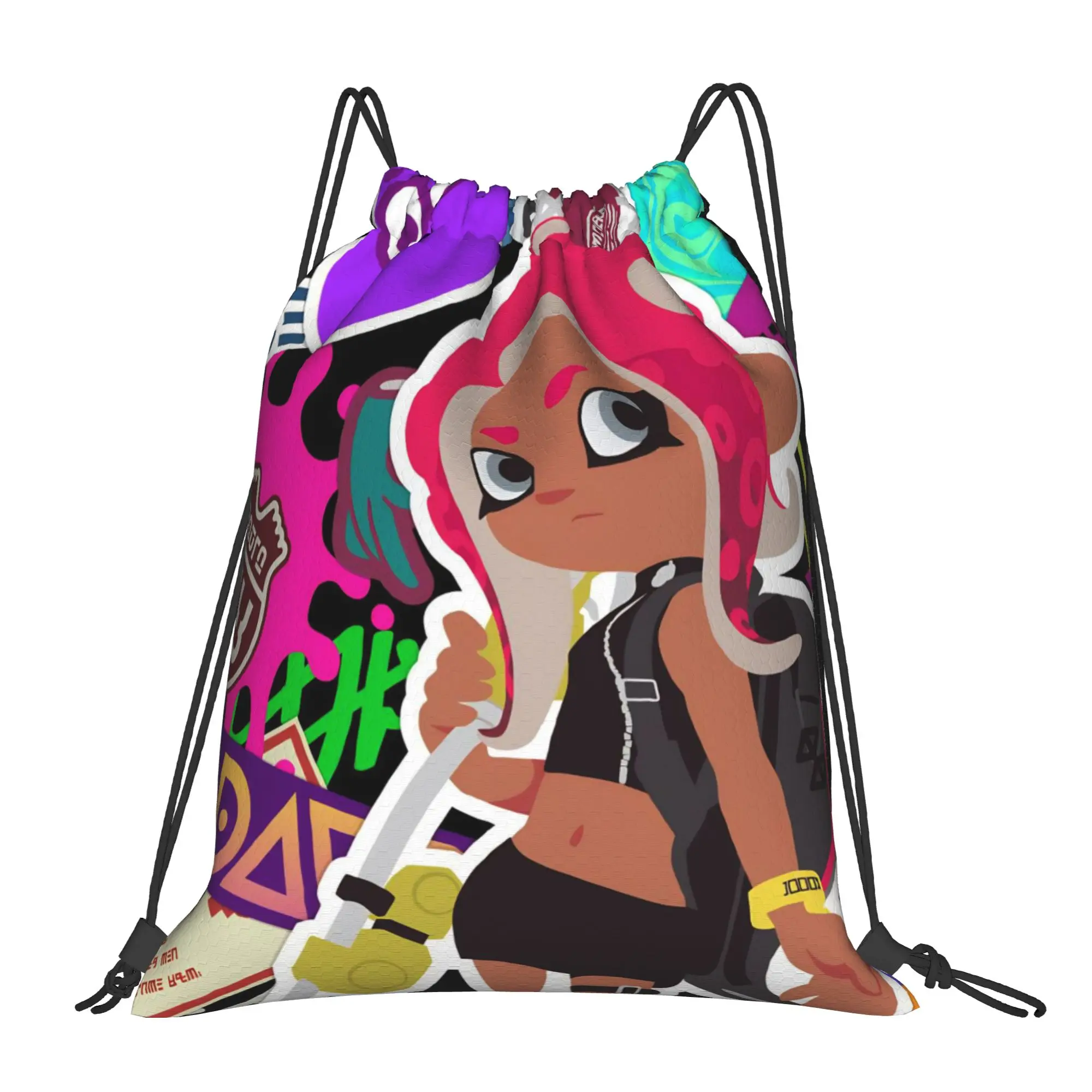 

Game Cool S-Splatoon Drawstring Backpack Gym Sports Sackpack Water Resistant String Bag for Yoga