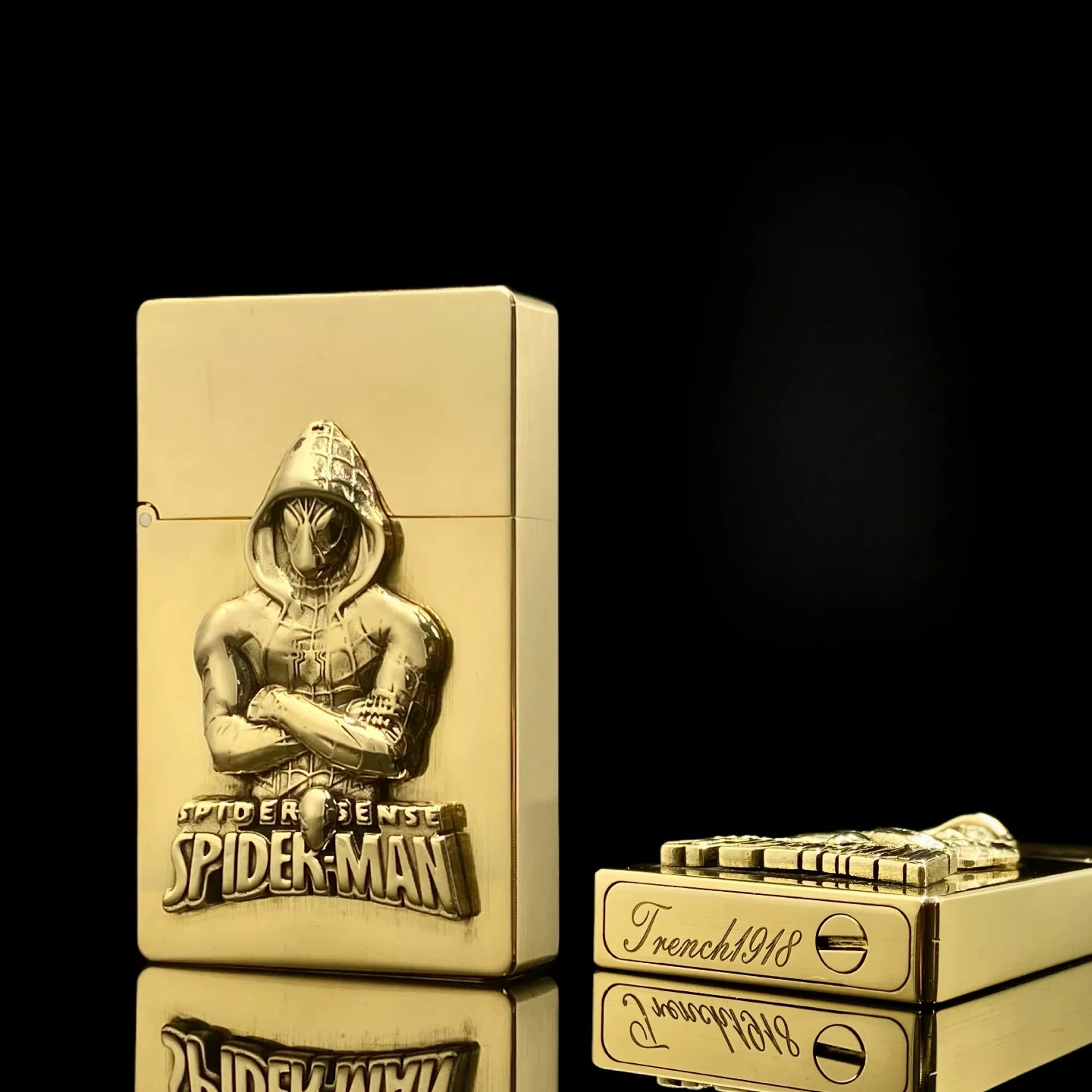 Small Heavy Armor Spider Man Stickers Welding Kerosine Lighter Personalized Creative Collection Male Gift Lighter Gadget