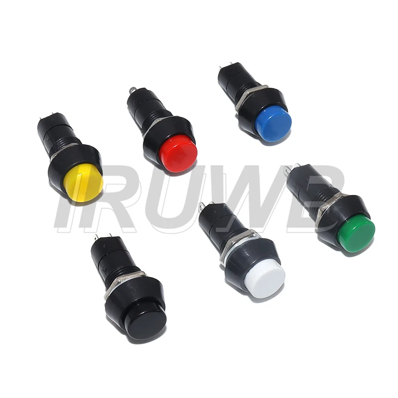 1PCS PBS-11A PBS-11B 3A 250V AC 2PIN 6Color 12mm Plastic Push Button Switch momentary self-locking/Self-Recovery