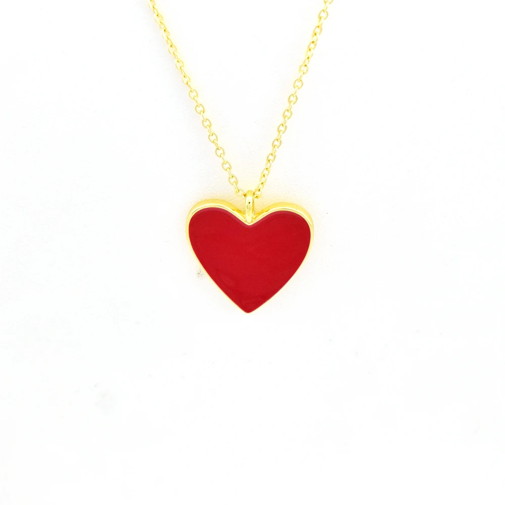 New Love Pendant Necklace Enamel Heart Pendant Stainless Steel O Chain Ladies Necklace Jewelry Wholesale Mixed Color Matching