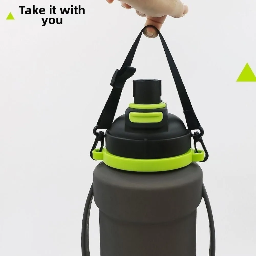

Large Capacity Silicone Water Bottle Silicone Wide Mouth Folding Water Cup Double Handle 2L Sports Water Kettle Outdoor Travel