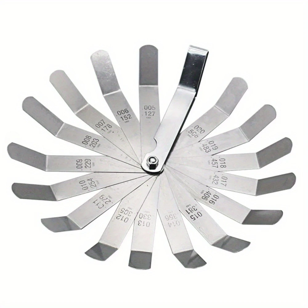 1 Set 16 Blades Feeler Gauge Metric 0.127-0.508mm Gap Filler Gauge Measurement Tool for Engine Valve Adjustment