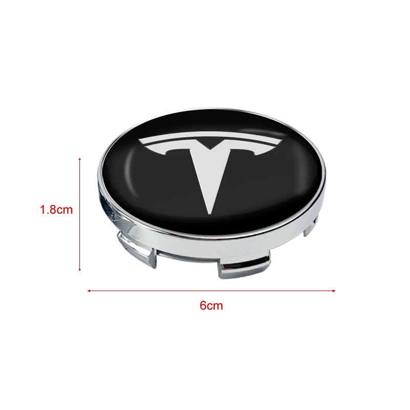 4pcs 60mm Car Wheel Center Hub Cap Logo Sticker Rim Cover Emblem Decal For Tesla Model S Model X Model Y Cybertruck Model 3 TMS