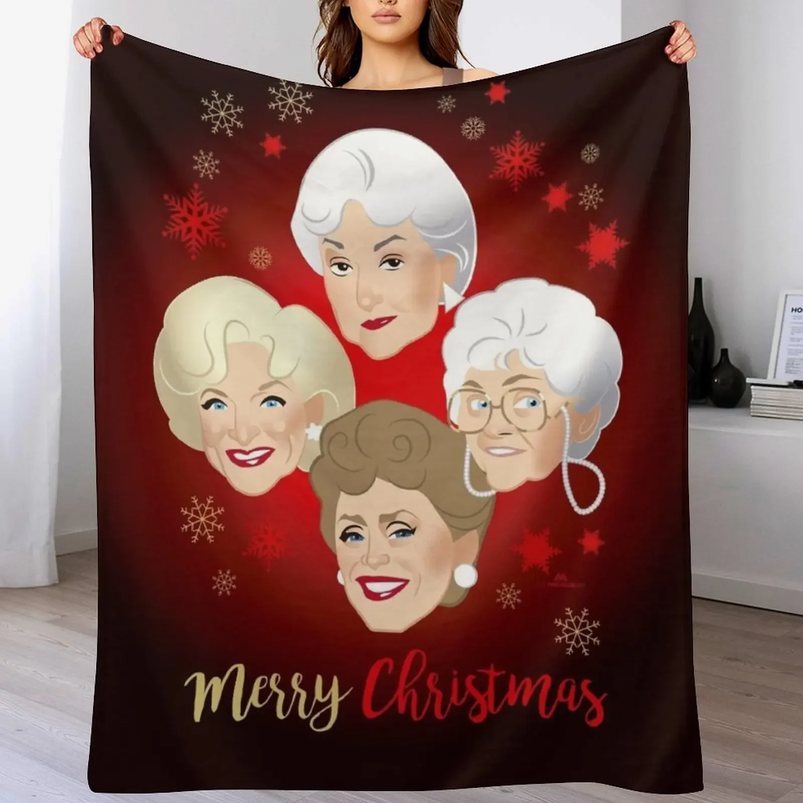 

Golden Christmas Throw Blanket Nap Furrys Single Decorative Throw Blankets