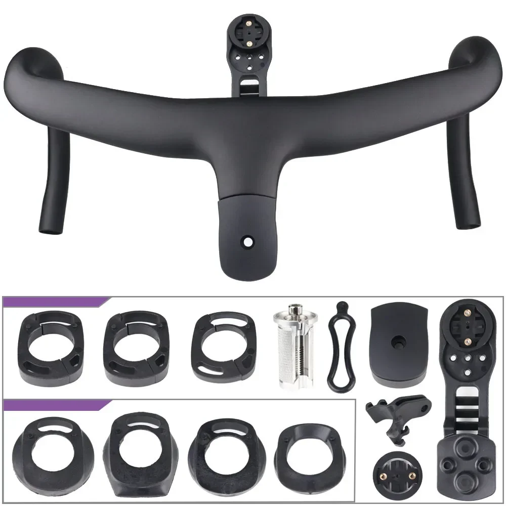 AliExpress NONE 1:1 5D ACR Full Internal Routing Cable Carbon Fiber Road Bike Handlebar 400mm 420mm 440mm Integrated Handlebar Computer Mount