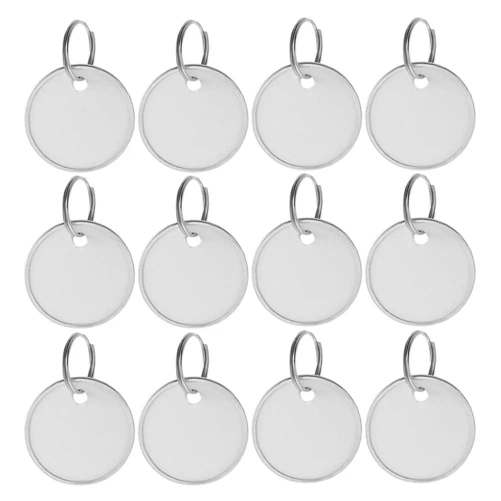 80Pcs Round Metal Key Tags with Strong Split Rings Blank Surface for Easy Writing Home Office Car Party Use Bulk Key