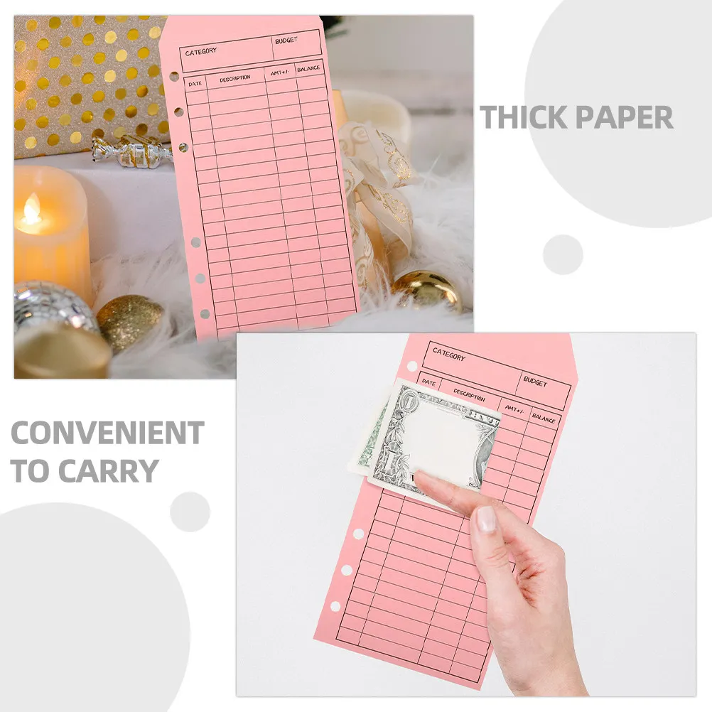 24Pcs Decorative Kraft Paper Cash System Loose-Leaf Binder Pockets Money Envelope for Budget Control